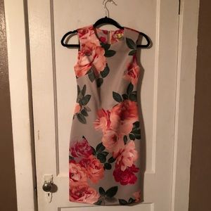 Brown and Floral Calvin Klein Dress